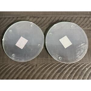 2pk Round Glass Cutting Board Trivet Clear Textured Tempered 7.75" Rubber Feet